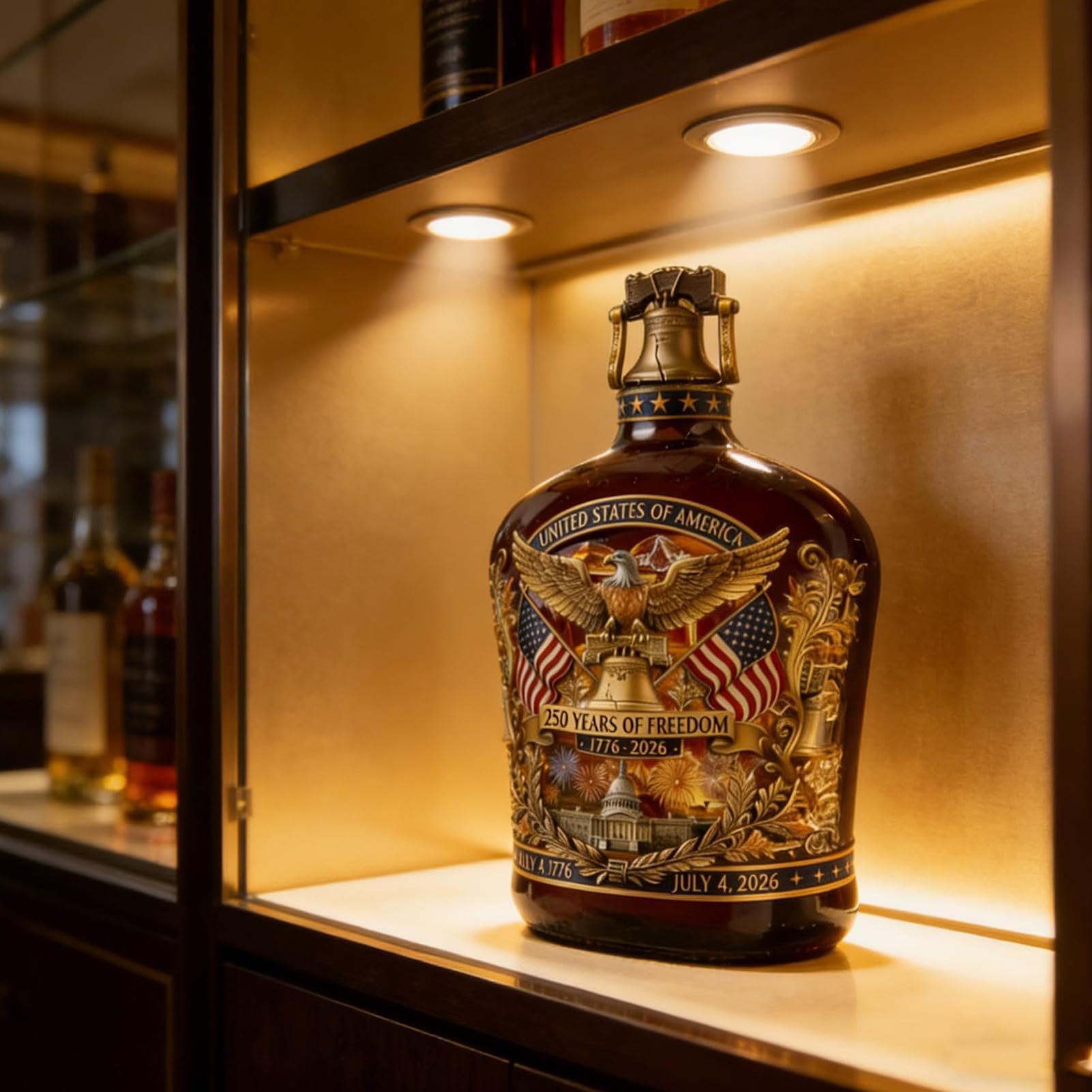 Genérico Botella De Whisky Del 250 Aniversario, Diseño De Agarre Seguro, 18,5 X 12,5 Cm, Decantador, Botella De Whisky Histórica Del 250 Aniversario De EE. UU., Diseño Conmemorativo, Para E