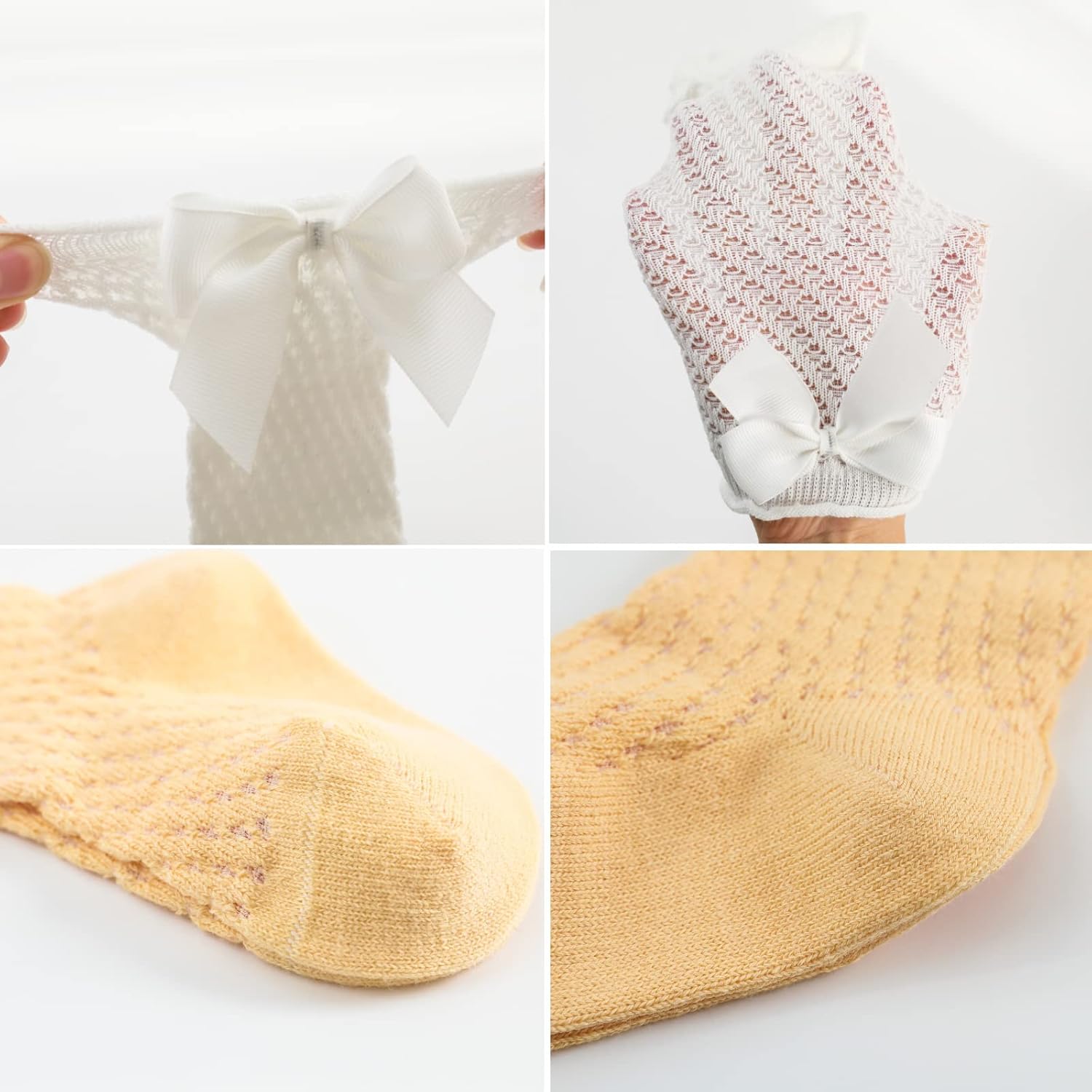 Colorful Childhood Baby Girls Knee High Socks Toddlers Tube Ruffled Bow Stockings Infant Newborn Cotton Princess Frilly Socks - Image 6