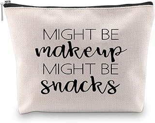Novelty Cute Makeup Cosmetic Bag Might Be Makeup Might Be Snacks Gift Funny Travel Bags Pouch Toiletry Make-Up Case For Best Friends Girls(MAKEUP SNACKS)