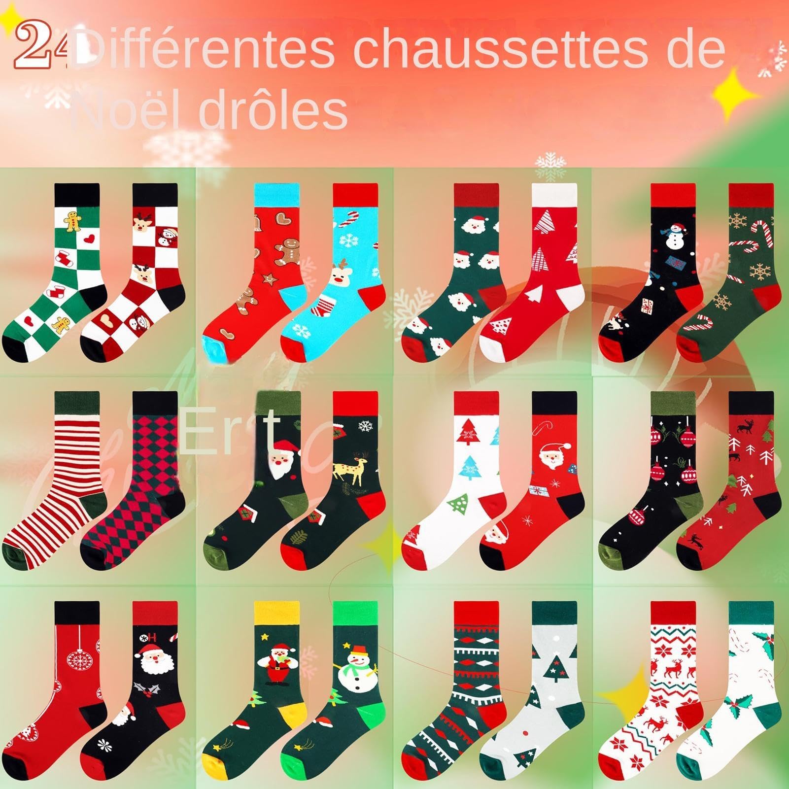 Calendrier De L Avent Chaussettes 24 Boîtes Compte À Rebours 12 Paires