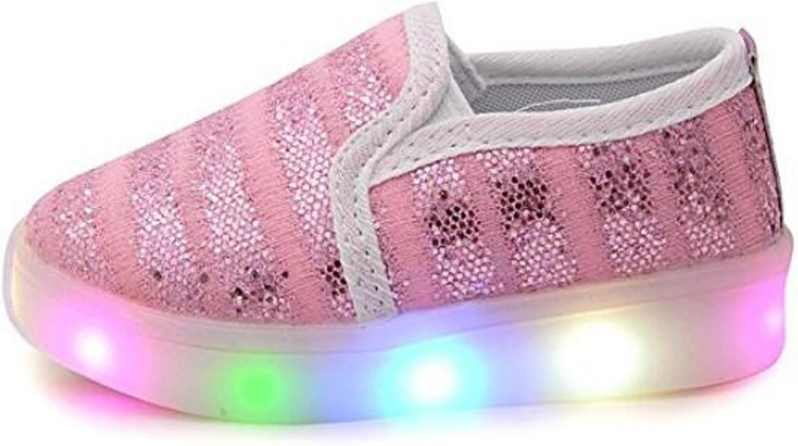 Girls' Light Up Sequins Shoes Slip-on Flashing LED Casual Loafers Flat Sneakers (Toddler/Little Kid)