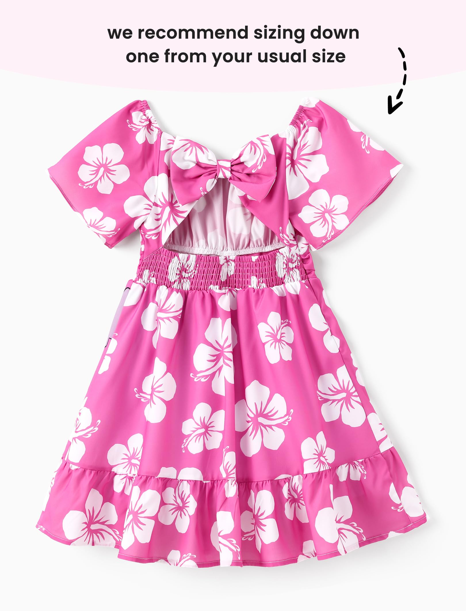 Disney Stitch Minnie Frozen Elsa Principessa Ragazze Backless Vestito Spalla Scoperta / Manica Cinched Vita Vestiti Bambini Età 2-13