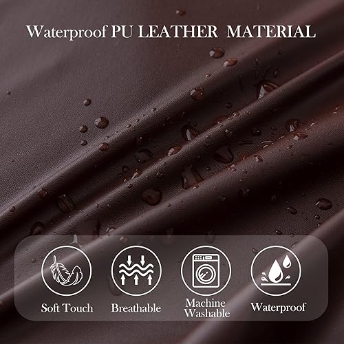 Miniatura 3 de Genina Juego de 6 fundas de asiento impermeables de piel sintética para sillas de comedor, fundas de asiento elásticas para sillas de comedor,