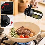 SWEET VIEW - Distributeur d'huile d'olive et pulvérisateur – 16oz/470ml Verseur à huile léger en verre pour cuisine avec stickers Air Fryer, cuisiner, saladier et BBQ | Verseur à huile léger en verre pour cuisine avec stickers Air Fryer, cuisiner, Salade, BBQ wi