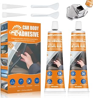 Automotive Body Adhesive Sealant, 100ml Car Body Glue Bonding Heat Resistant, Extra Strong Black Silicone Sealant for Car Handle, Interior, Metal, Plastic (50ml*2)