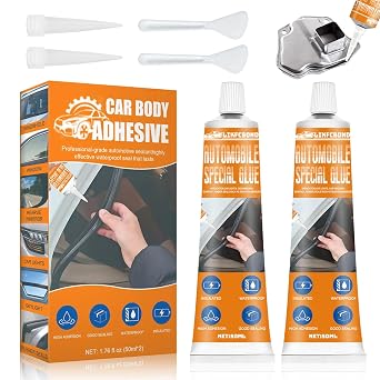 Automotive Body Adhesive Sealant, 100ml Car Body Glue Bonding Heat Resistant, Extra Strong Silicone Sealant for Car Handle, Interior, Metal, Plastic 50ml*2 Black