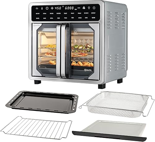 Miniatura 2 de Kitchen Elite Horno freidora de aire de puerta francesa de 16 cuartos de galón, cocina de convección de encimera de tamaño familiar con pantalla