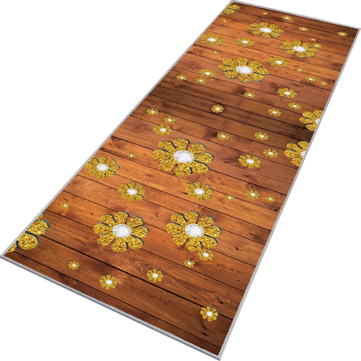 Tapis de passage motif bois pour créer une ambiance chaleureuse dans le couloir