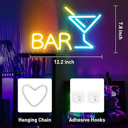 Miniatura 5 de EXOOHOUO Letrero de neón  Luces de barra de neón de 12.2 x 7.8 pulgadas para decoración de pared LED para el hogar, fiesta, alimentada por USB,