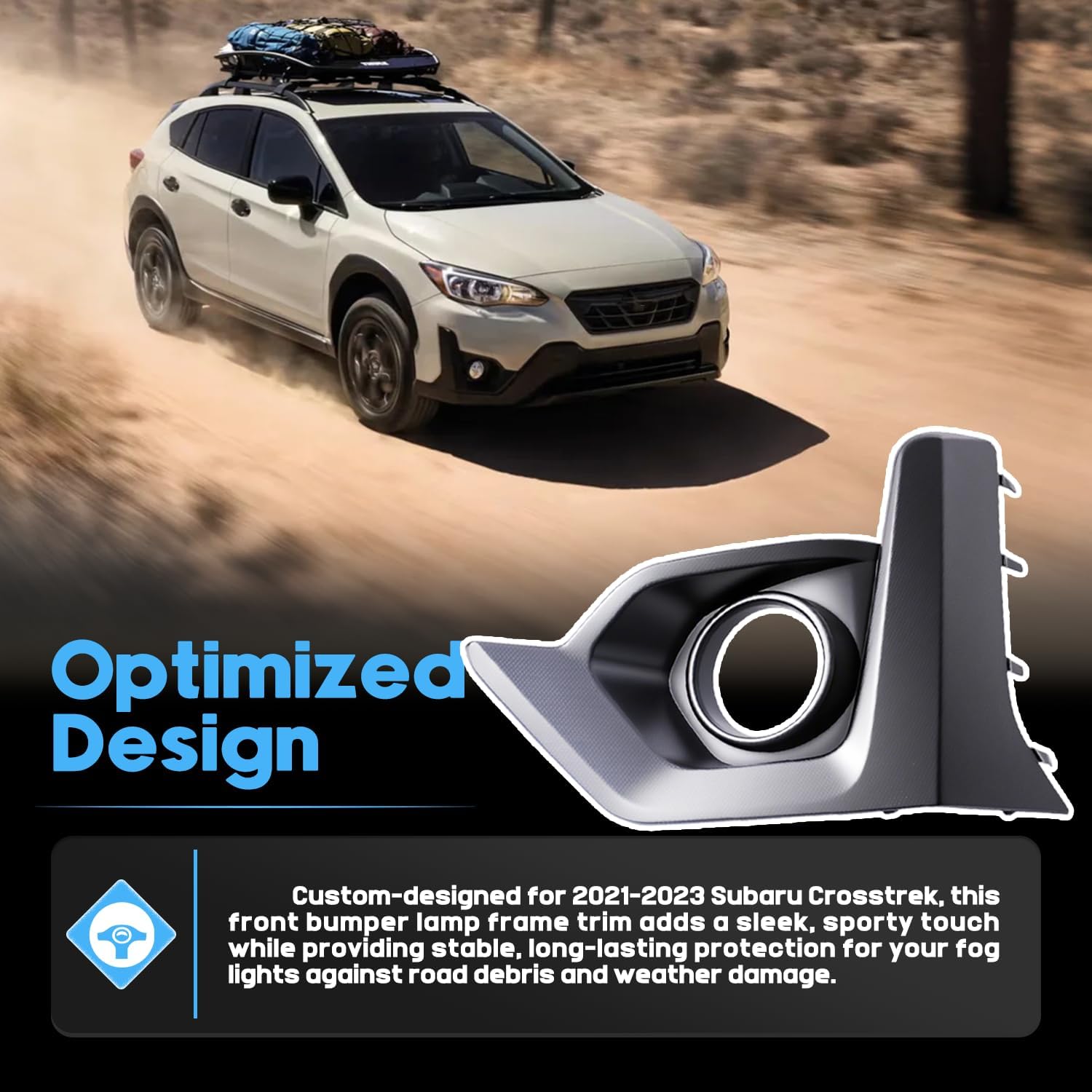 Front Bumper Fog Light Lamp Cover Fit for Subaru Crosstrek 2021-2023 Frame Light Grille Bezel Cover Replaces 57731FL870 Left Cover（Note: Does Not Fit Crosstrek Sport models）