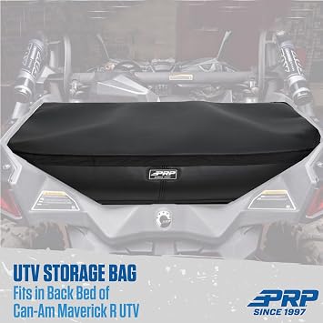 PRP Seats Bed Storage Bag for Can-Am Maverick R - Heavy-Duty & Secure UTV Bed Storage Bag for Tools, Clothes, and Off-Road Accessories | UV & Water Resistant, Large Zippered Mesh Pocket (Black)