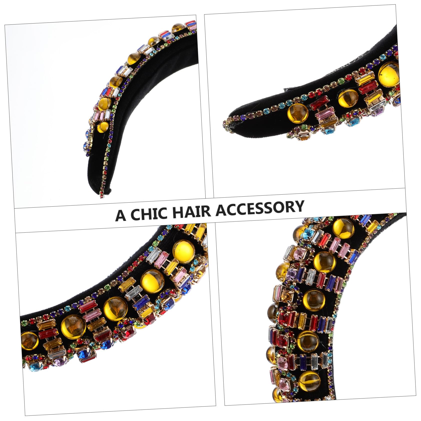 Gatuida Diadema Ancha Piedras Brillantes para Mujer Vintage Gemas de Imitación Accesorio Cabello Adecuado para Uso Diario y Ocasiones Obsequios
