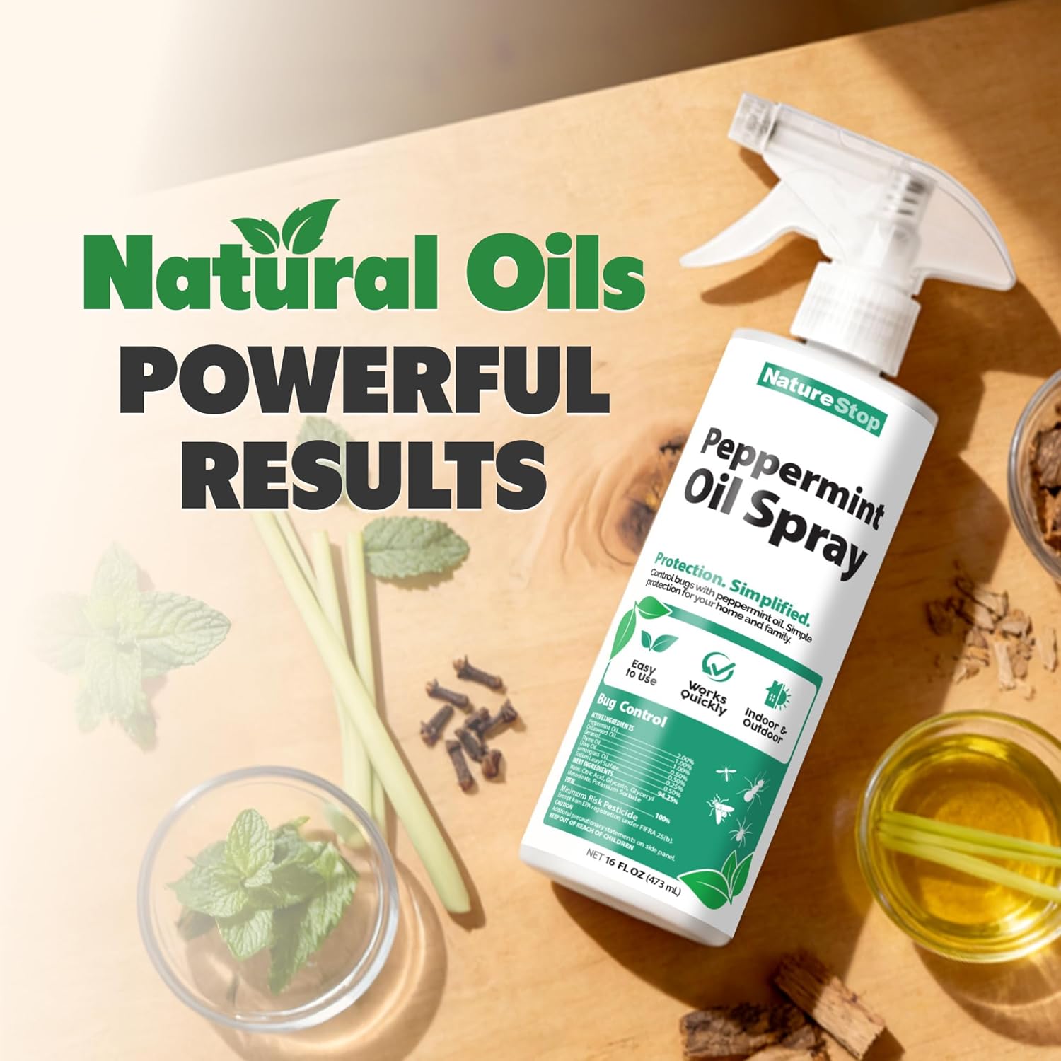 Peppermint Oil Insect Repellent Spray, Bug Deterrent for Indoor & Outdoor Use, 16 oz (475mL) - Image 3