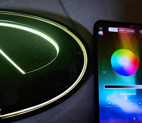 Miniatura 5 de Luz LED iluminada para rejilla delantera de coche, emblema cromado o negro, edición RGB estilo para Infiniti QX50 2018+ (Chorme)