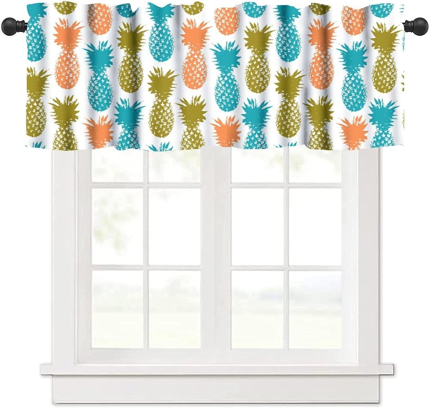 JESTRONRY Yellow Lemon Window Valance,Summer Fresh Lemon Leaf Daisy Black White Buffalo Check Plaid Rod Pocket Valance Window Treatments for Bedroom Kitchen Dining Room 54x18inch