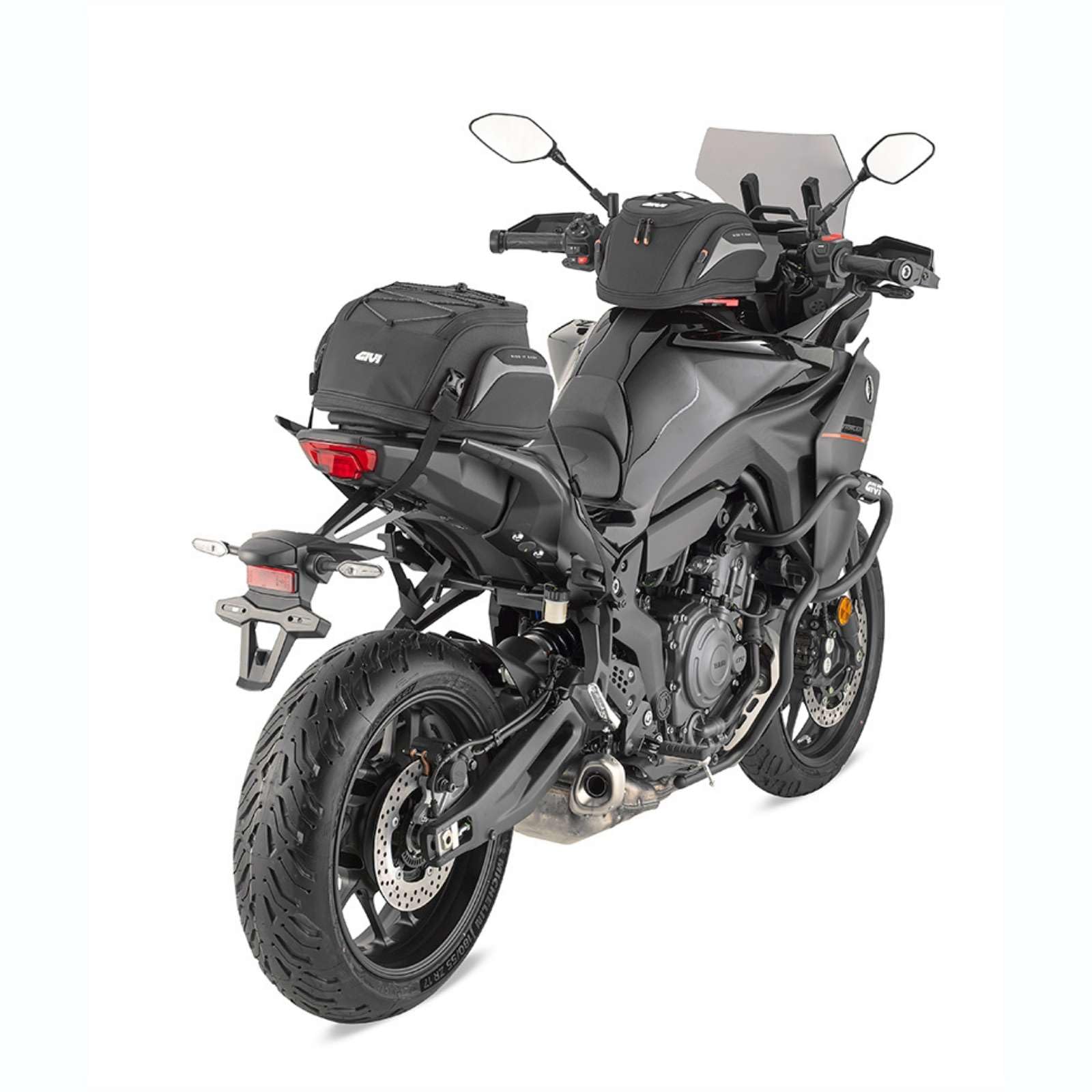 GIVI Borsa da Sella Moto EASY08 19-23L Estensibile con Copertura Antipioggia e Fissaggio a Cinghie - Nero