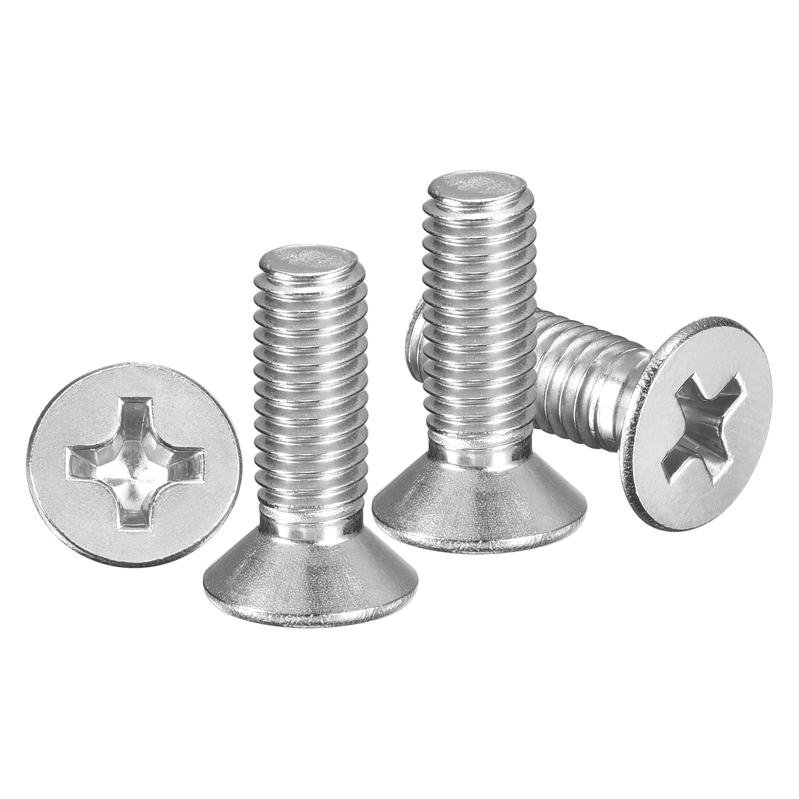 METALLIXITY Phillips Flat Head Machine Screws Bolts (M5-0.8x16) 40Pcs, Stainless Steel 304 Countersunk Cross Screws - for Household Indoor Maintenance Installment DIY, Silver