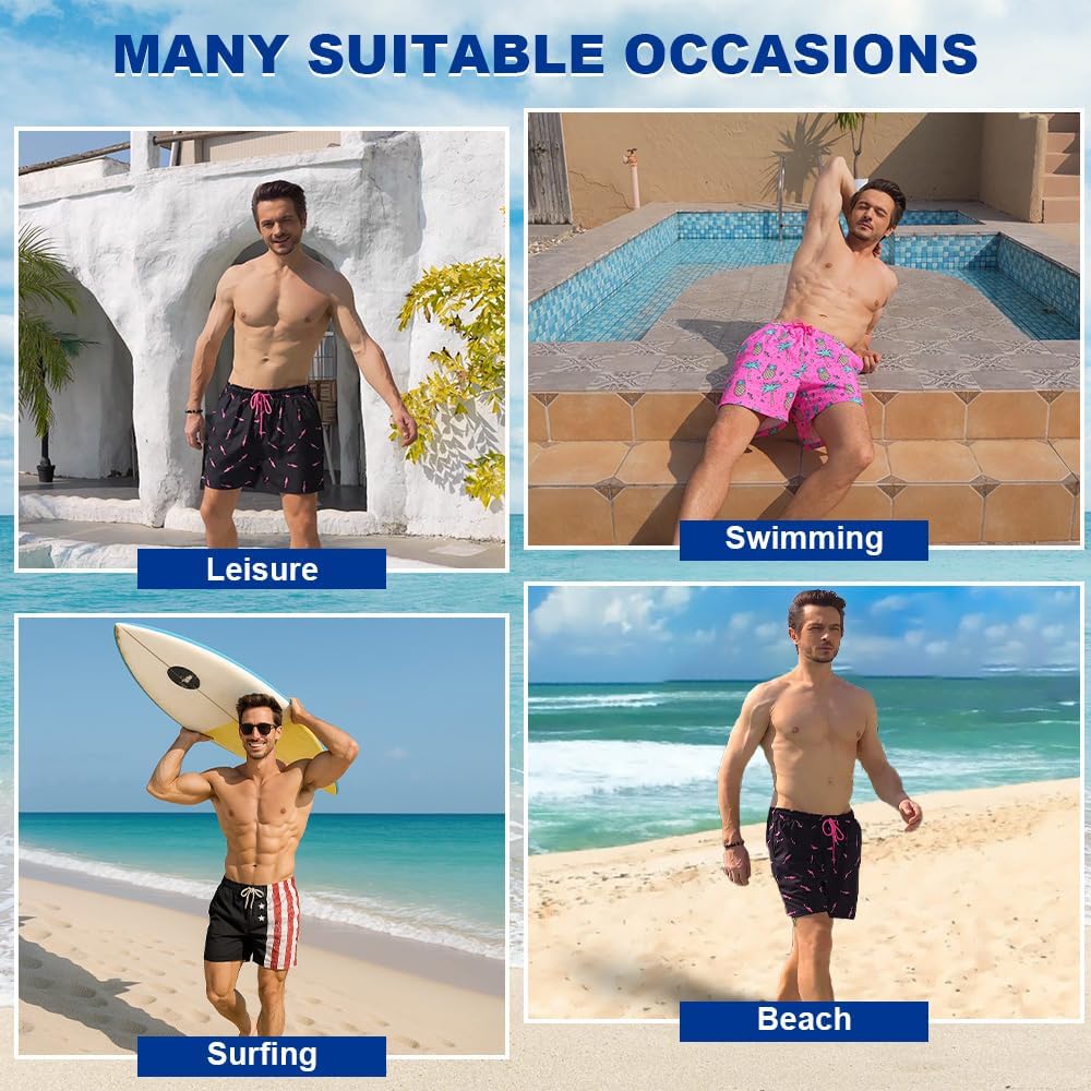 Keevoom Mens Swim Trunks Stretch Compression Liner Swimming Shorts Swimwear Quick Dry Swimsuit Bathing Suits Board Shorts