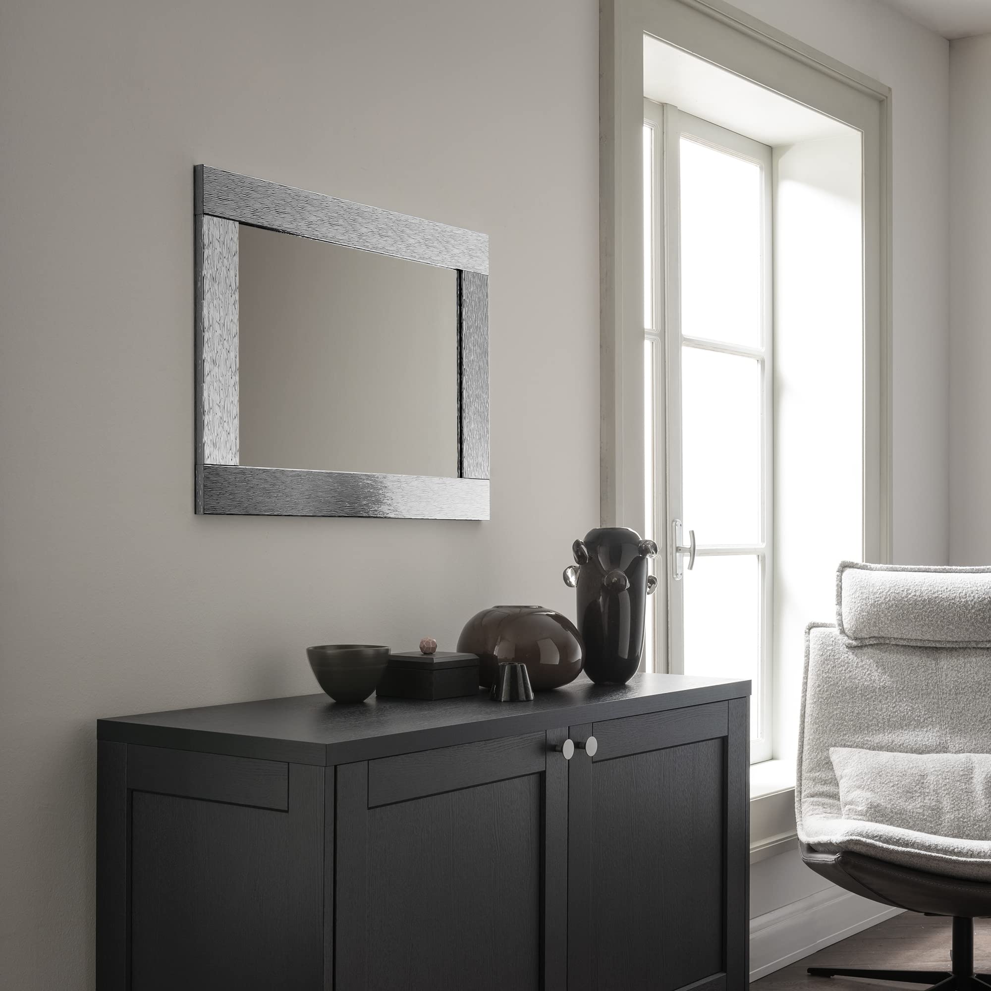 ARHome Specchiera Luxury, 76 x 56, Argento Lucido, Specchio da Parete, Made in Italy