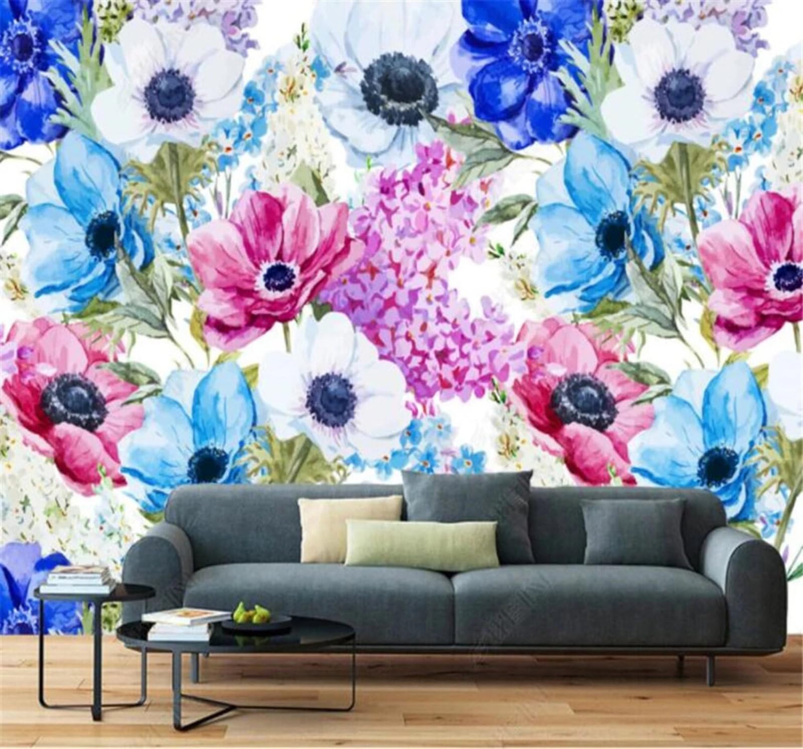 Xlming 300Cm×210Cm(B×H) Minimalist Hand Drawn Watercolour Beautiful Flowers 3D Wallpaper Luxury Home Dining Decor Paste Sofa Living Room The Wall For Bedroom Mural-300Cm×210Cm