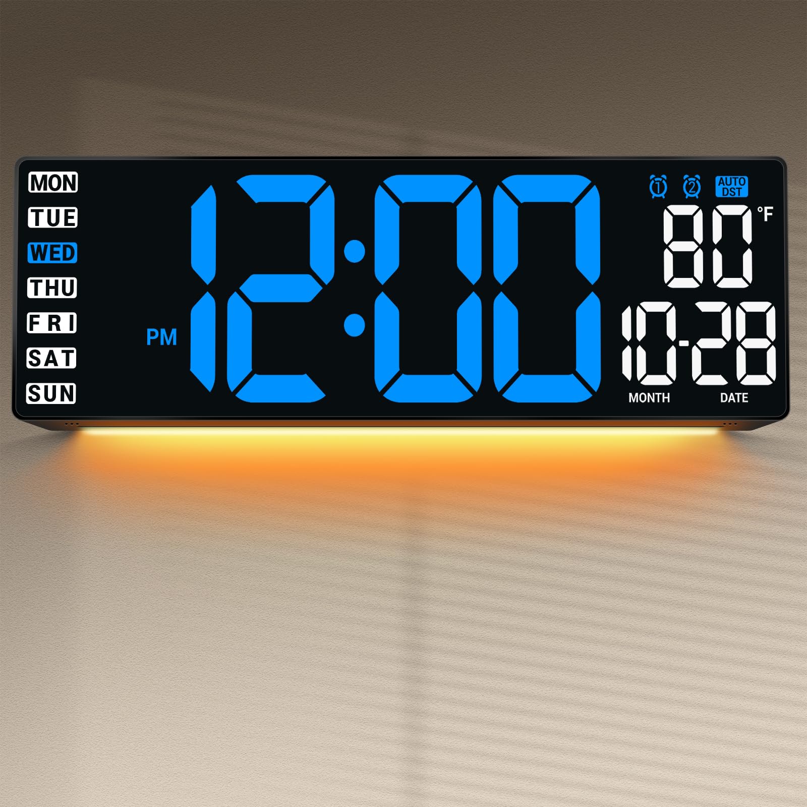 Photo 1 of 16.5" Large Digital Wall Clock with Colorful LED Display, Remote Control