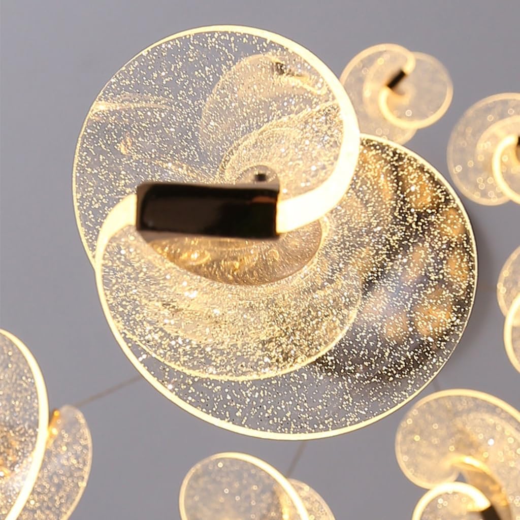 Lampadario Moderno LED Sospensione Regolabile In Altezza Multi Luce Dimmerabile 3000-6500K Alluminio Acrilico Oro Scala Loft Soggiorno Sala Pranzo Lampadario Da Soffitto(A 3-lights)