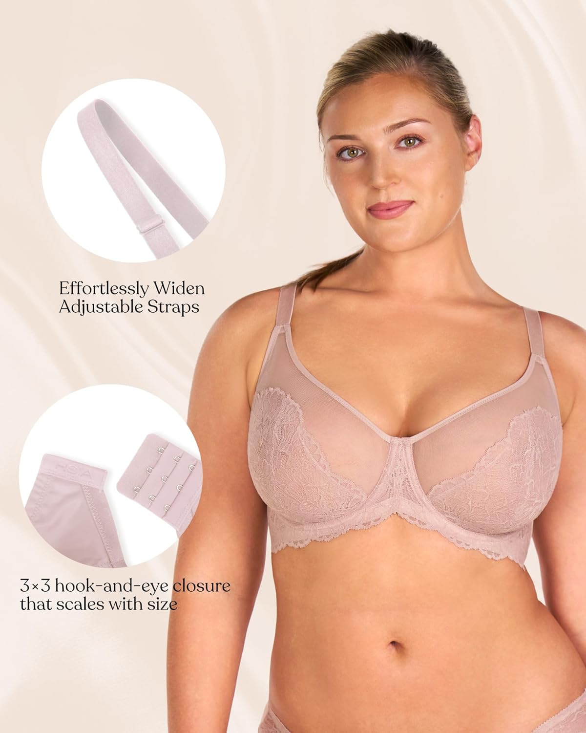 HSIA Minimizer Bras for Women, Full Coverage Lace Unlined Bras with Underwire for Heavy Breasts - Image 4