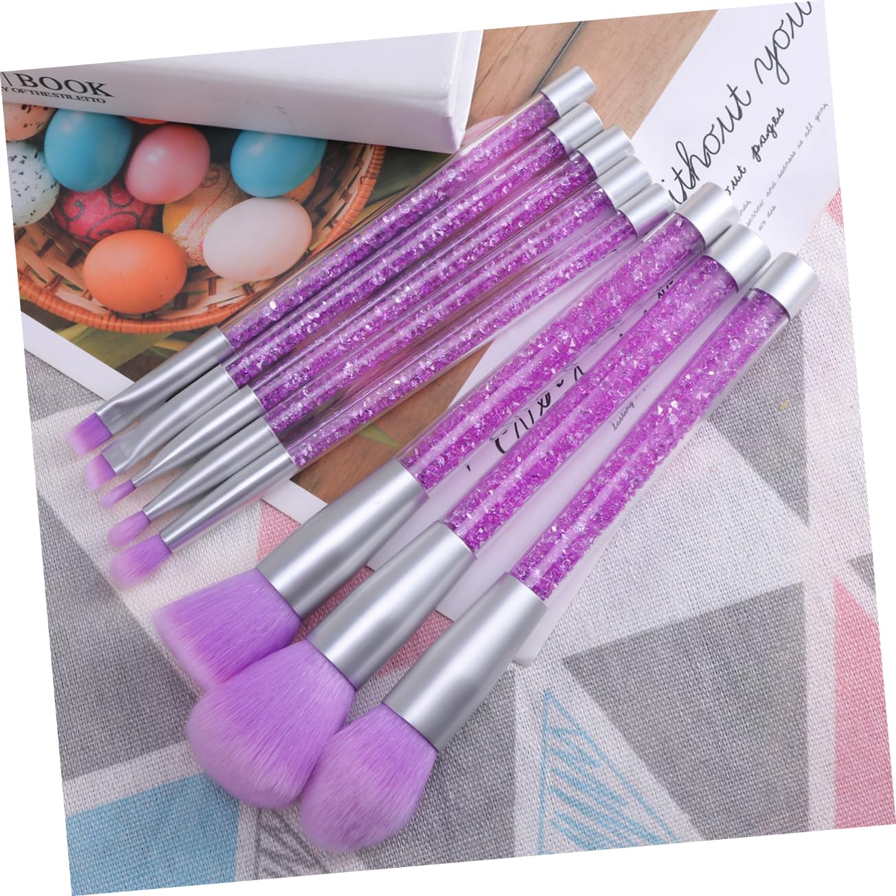 Housoutil 16piezas Brochas De Maquillaje Con Mango De Rhinestone Pinceles De Cosméticos Transparentes Para Mujeres Color