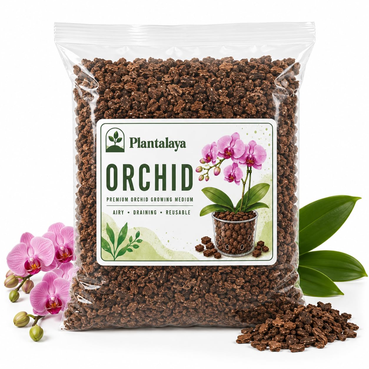 Plantalaya Orchid Bark 8–15mm – Chunky Natural Bark for Orchids & Houseplants – Free Draining Potting Substrate for Root Aeration – Growing Media for Phalaenopsis, Aroids & Indoor Plants - 5 Litres