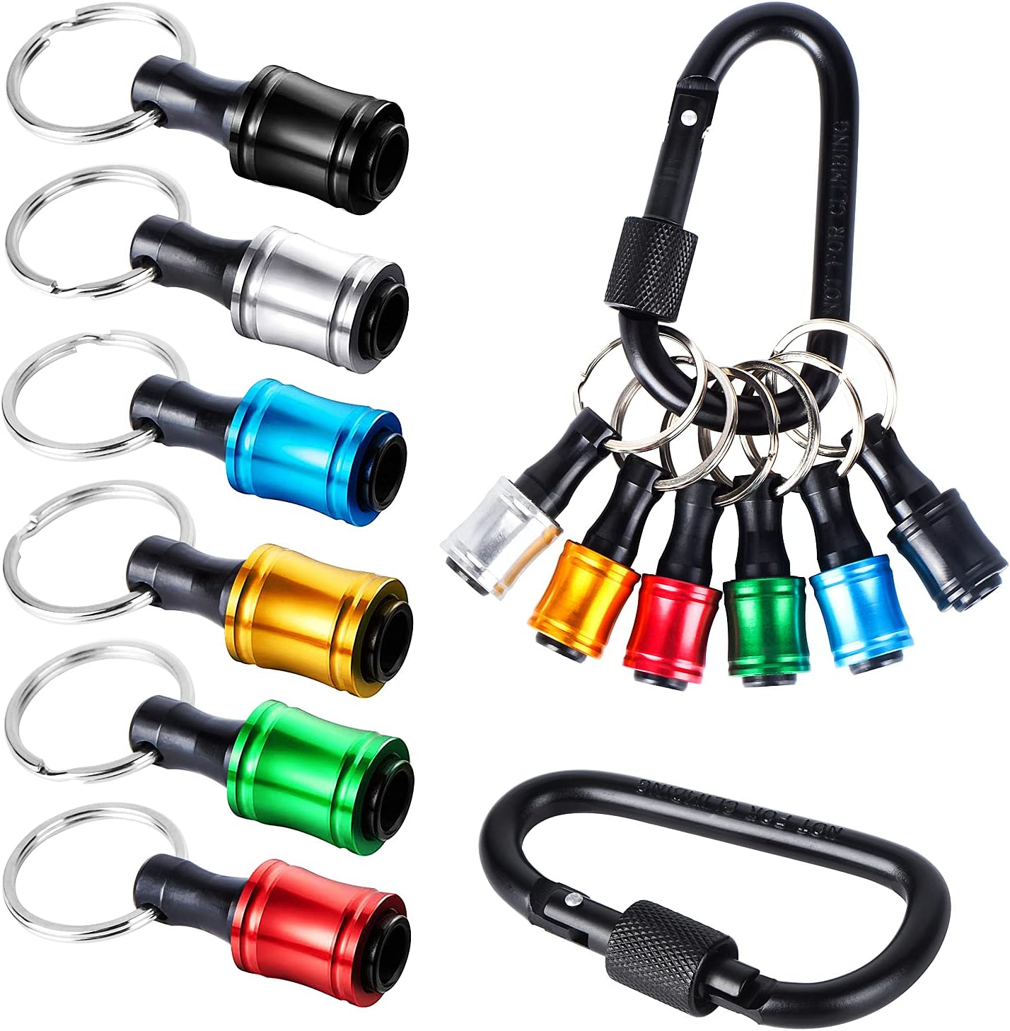 6 Pieces 1/4 Inch Hex Shank Keychain Extension Bar Aluminum Alloy