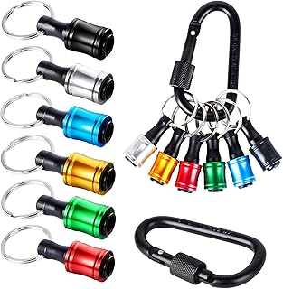6 Pieces 1/4 Inch Hex Shank Keychain Extension Bar Aluminum Alloy Screwdriver Bits Holder Set Portable Drill Screw Adapter Quick Release Extension Bar for Drill Bits, Screwdrivers