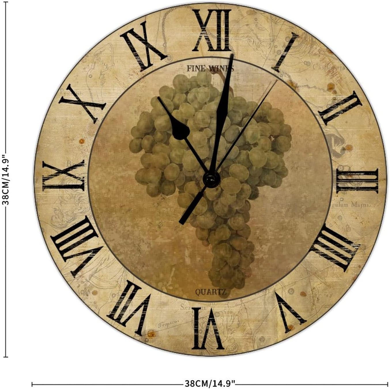 Wine Wooden Wall Clock Europe Romantic Kitchen Clock Red Wine 15 Inch Wall Clocks Battery Operated Silent Non-Ticking Farmhouse Wall Decor Home Decor for Bedroom Living Room Office