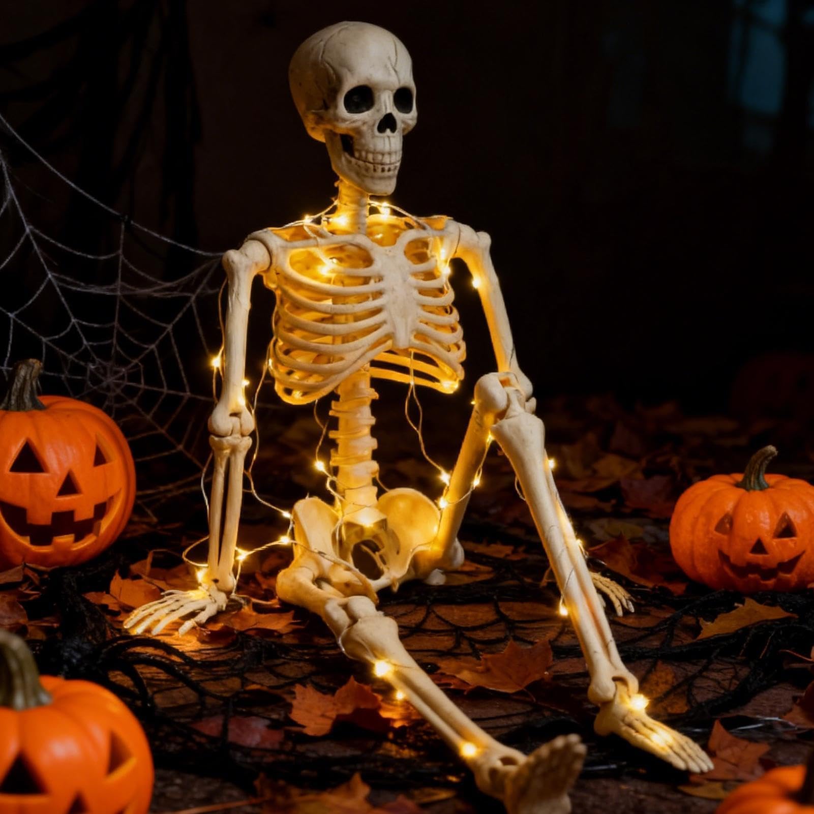 Decorazioni a forma di scheletro di Halloween, 90 cm, motivo casa infestata