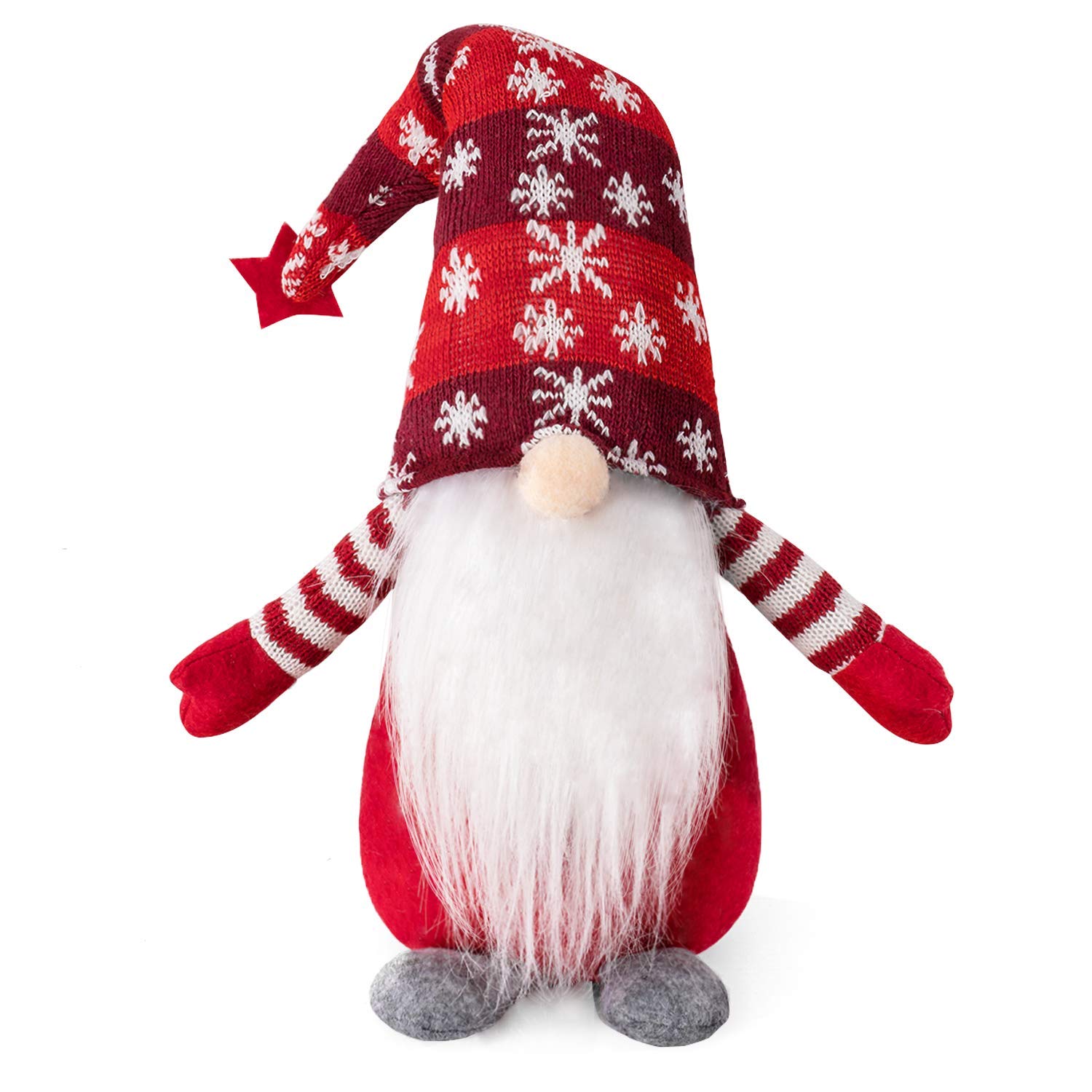 HBlife Holiday Gnomes Handmade Swedish Tomte, Christmas Decorations Santa Elf Plush Doll Ornaments - 19 Inches Red Stripe
