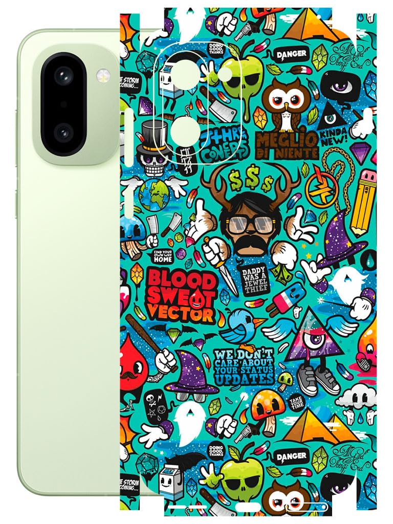 AtOdds - Full Body Back Screen Guard Protector Film - Lamination Wrap Skin Sticker Compatible with OnePlus 15R | Scratchproof Matte Finish (Design - Graffiti)-image-33