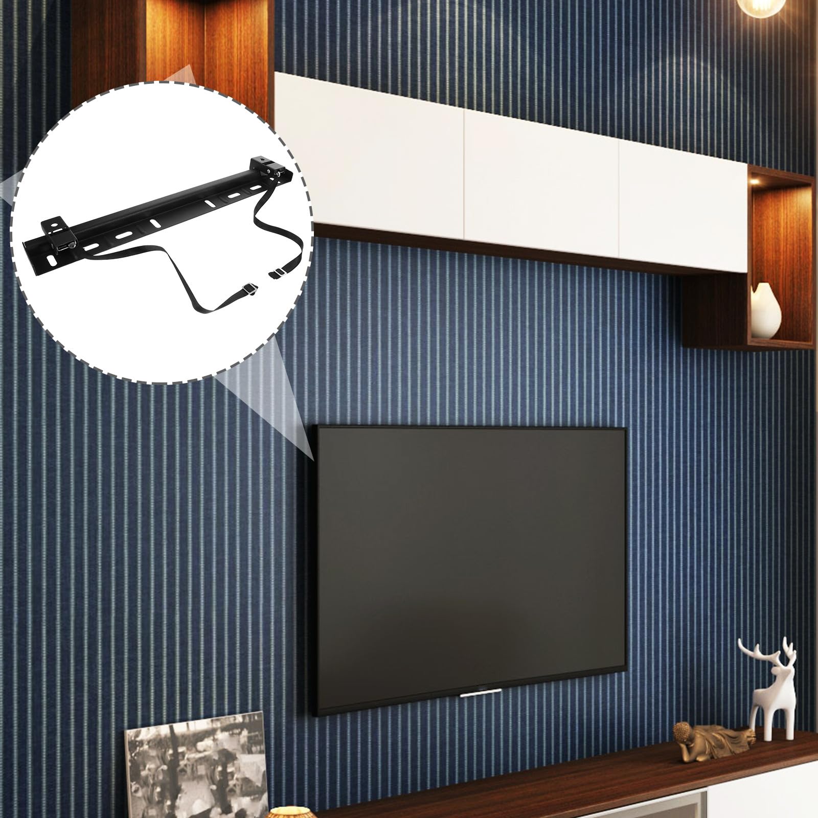 Soporte de Pared para TV sin Taladro, Escuadra en L, Acero Inoxidable, 45kg, para Televisores LCD de 32 a 65 Pulgadas