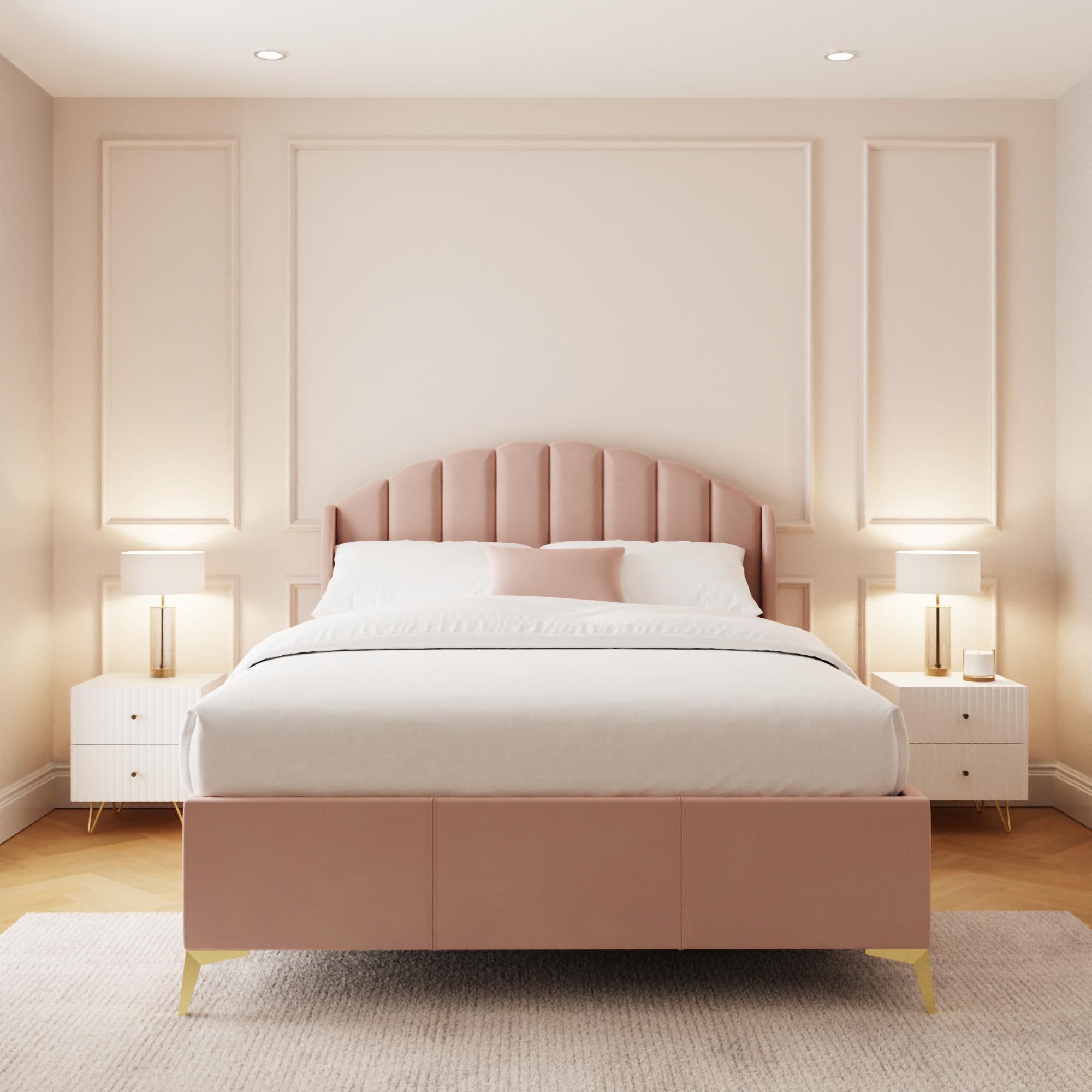 Pettine End Lift Ottoman Bed - Blush Pink / King