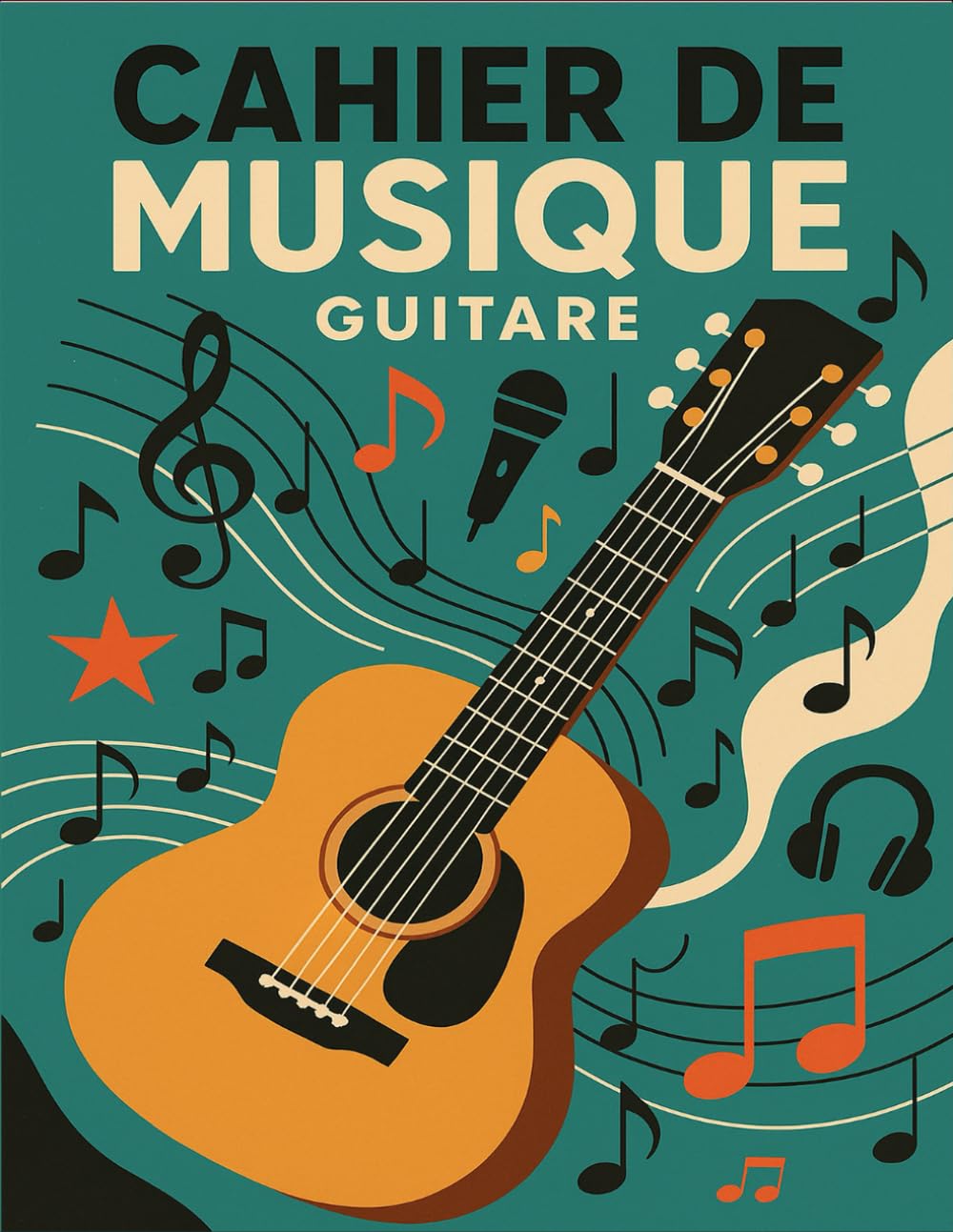 Cahier de Musique: Guitare: Carnet de Partitions, 100 pages Grand Format A4, 10 lignes de partition par page, cahier orienté pratique de la guitare - Les Beatles, Paul McCartney, John Lennon, RIngo Starr, George Harrison Cahier de Musique: Guitare: Carnet de Partitions, 100 pages Grand Format A4, 10 lignes de partition par page, cahier orienté pratique de la guitare