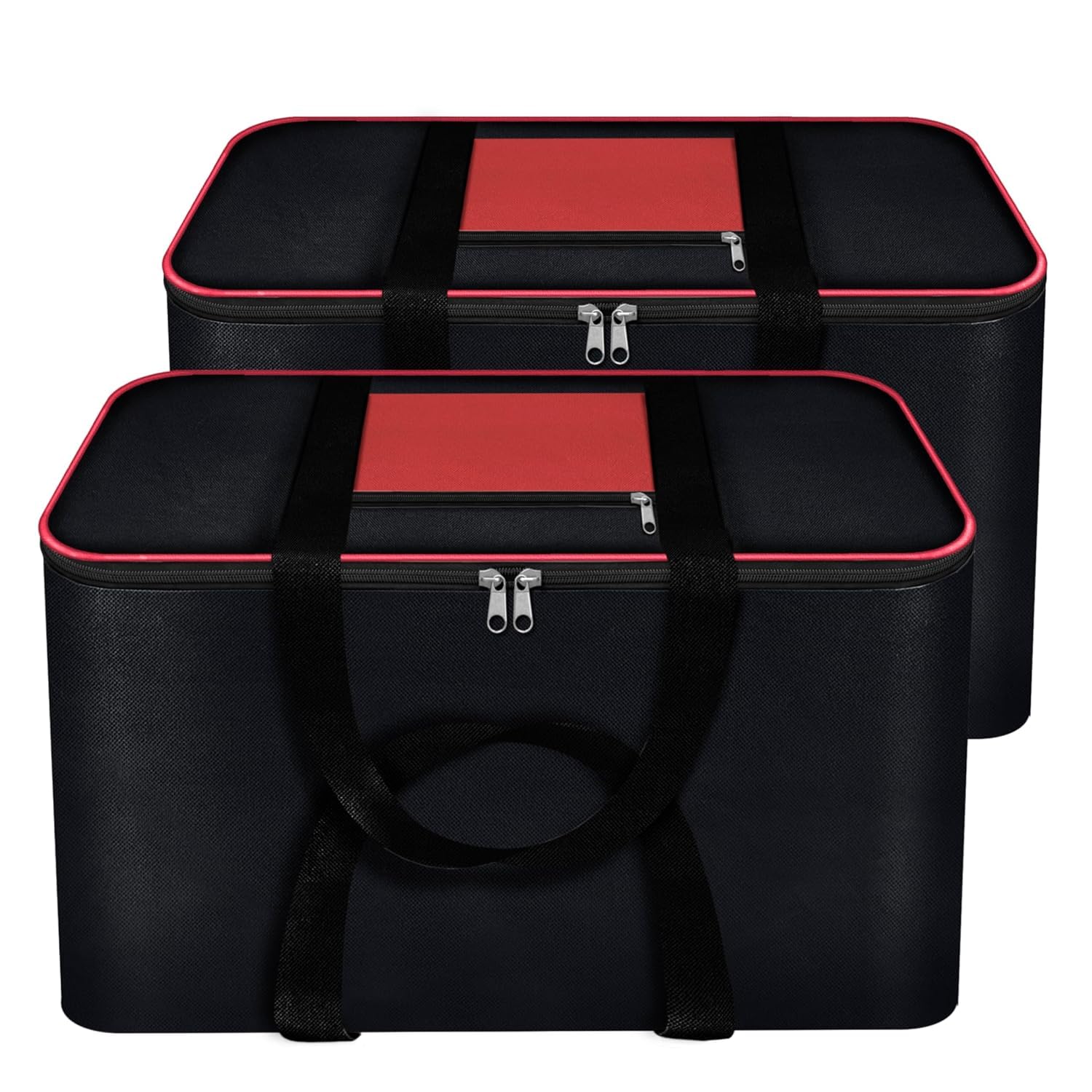 Duvet Cover Big Size Storage Bag for Clothes Space Saver Underbed Storage Organizer Bags Blanket Cover Multi-Purpose Moisture Proof Heavy Duty Nylon Bag-Black/Red Pack of 2-image-48