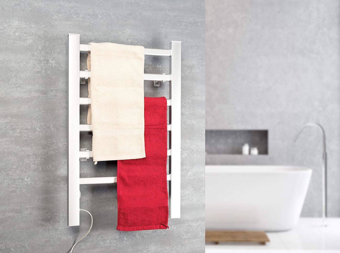 Sichler Haushaltsgeräte Handtuchtrockner: Handtuchwärmer zum Aufstellen und Aufhängen, 100 Watt (Handtuchheizkörper, Elektrischer Handtuchwärmer, WC)