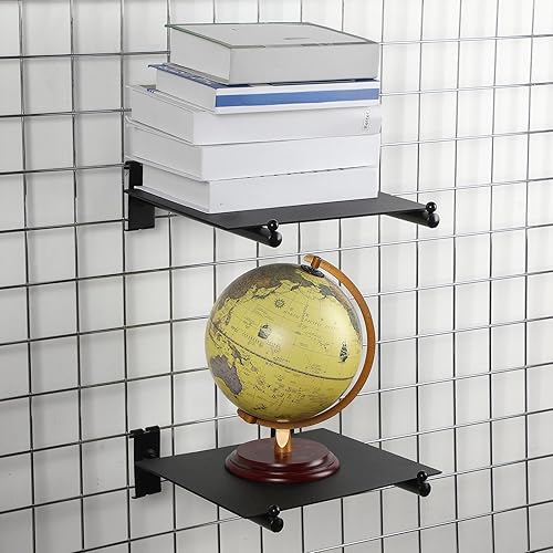 Miniatura 2 de Therwen Paquete de 10 ganchos de pared de rejilla de 12 pulgadas con brazo recto con una rejilla de bola, ganchos de pared de rejilla de metal,