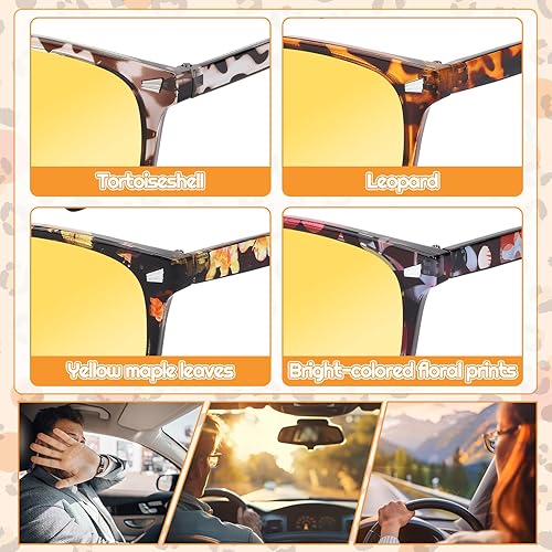 Miniatura 5 de 4 pares de lentes de conducción de visión nocturna para hombres y mujeres, polarizados, antirreflejos, lentes amarillos, lentes de visión nocturna,