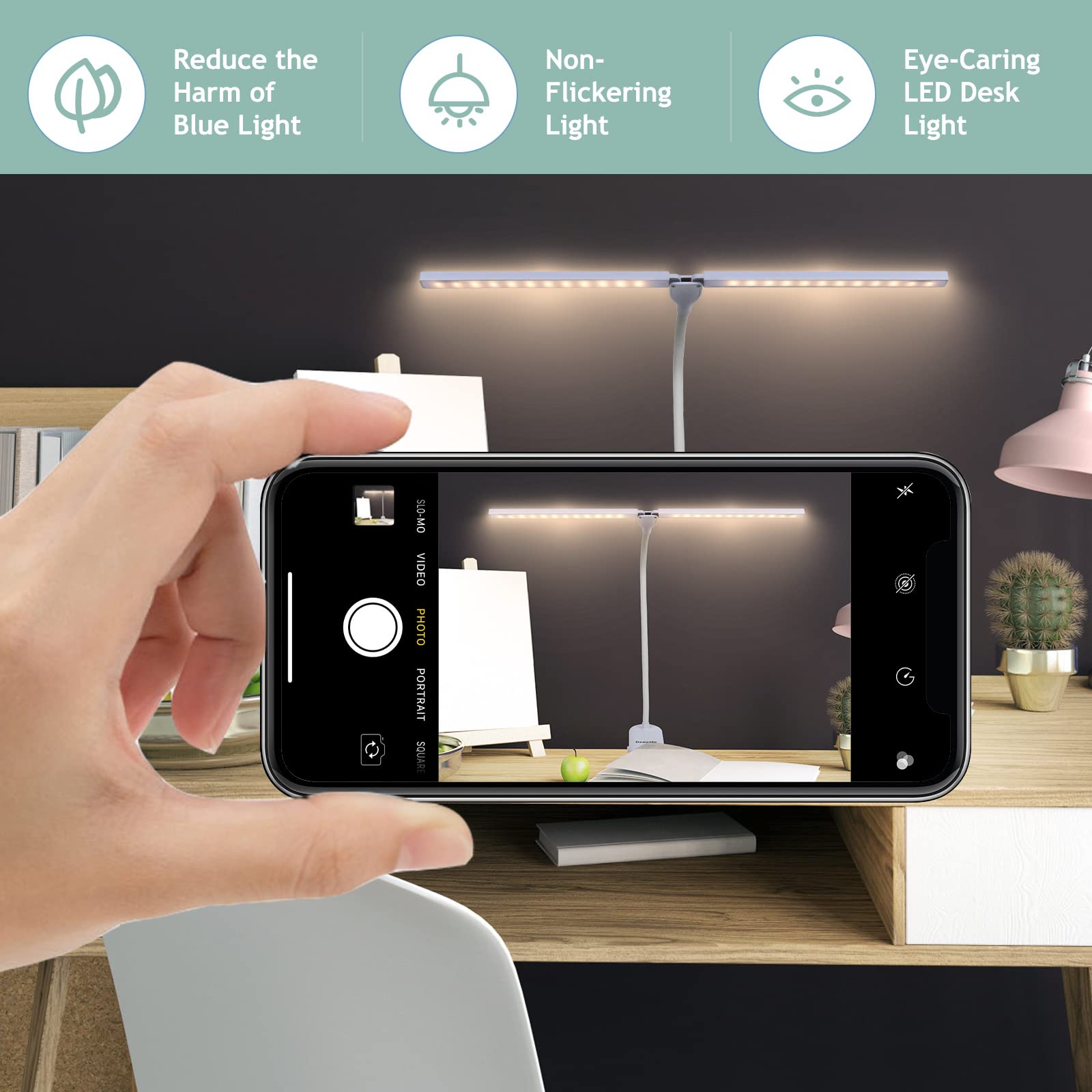 LED Desk Lamp Usb Rechargeable Eye Protection Reading Light Flexible Gooseneck Clip Book Light Kids Study Book Lamp Read Light