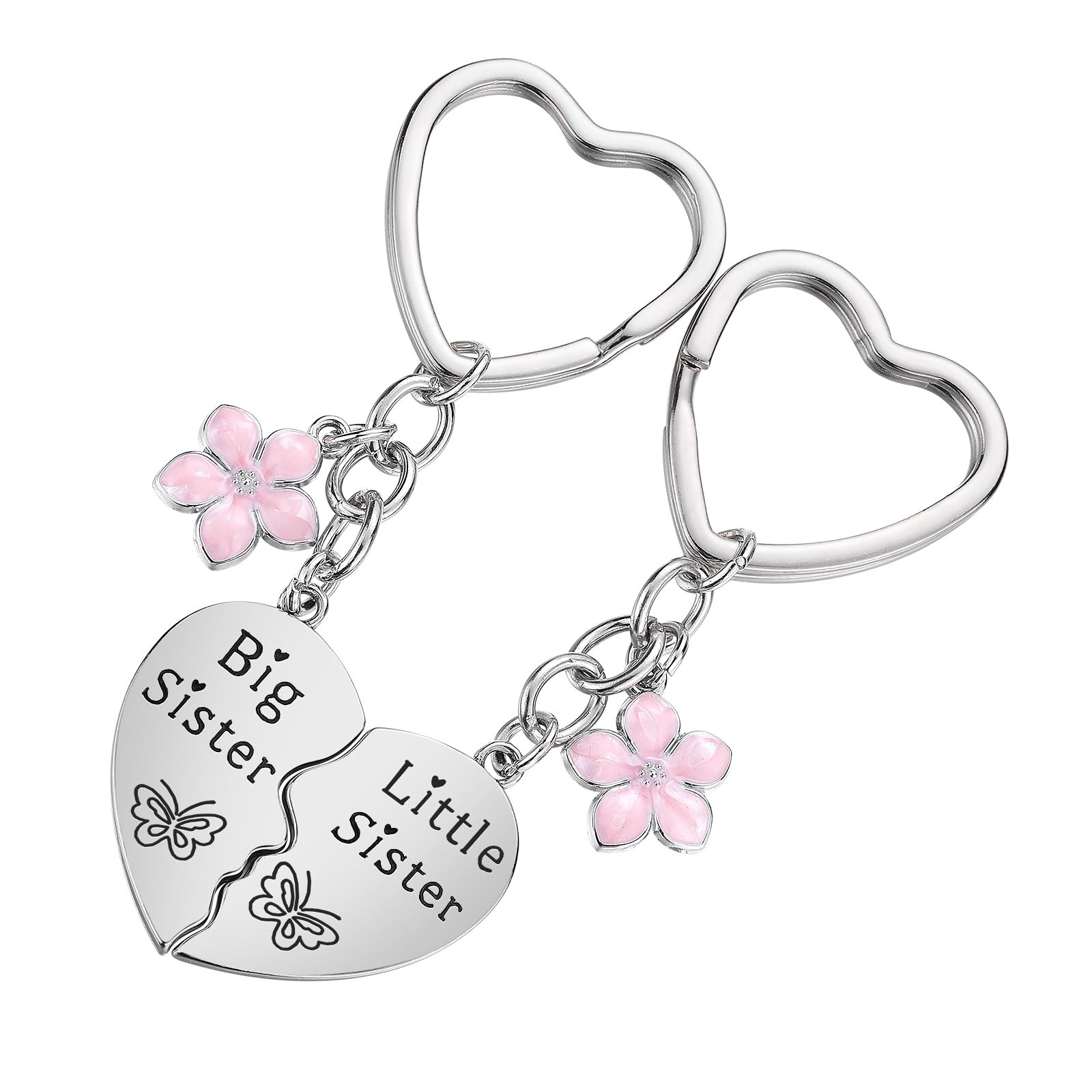 Lcbulu Sister Gifts from Sisters - 2PCS Big Little Sisters Matching Heart Keychain, Christmas Birthday Gifts for Sister
