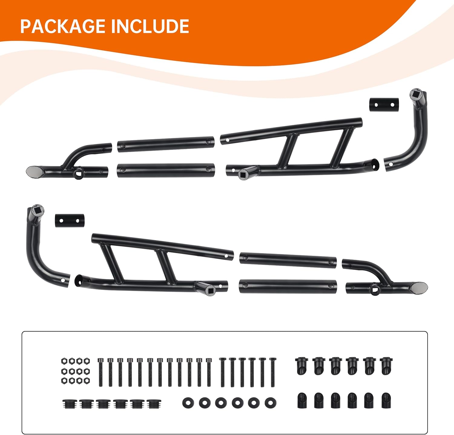 Nerf Bars Rock Sliders Compatible with 2024+ Polaris RZR XP 1000 Accessories Steel Combined Side Steps Low Profile Tree Kickers Side Bumper Protection for RZR XP 1000 2024 2025 (2-Seat, 2PCS)