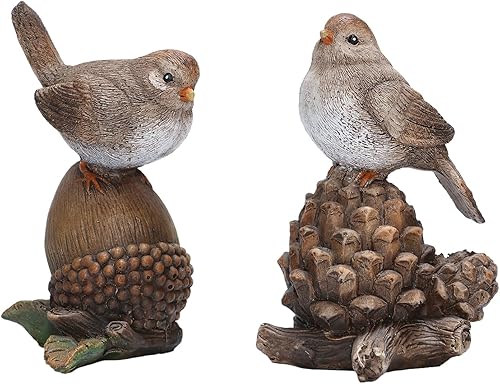 Artpaul Figuras de pájaros para parejas, decoración del hogar, escultura de estatua de pájaro, pequeños detalles de decoración, adorno retro de piña