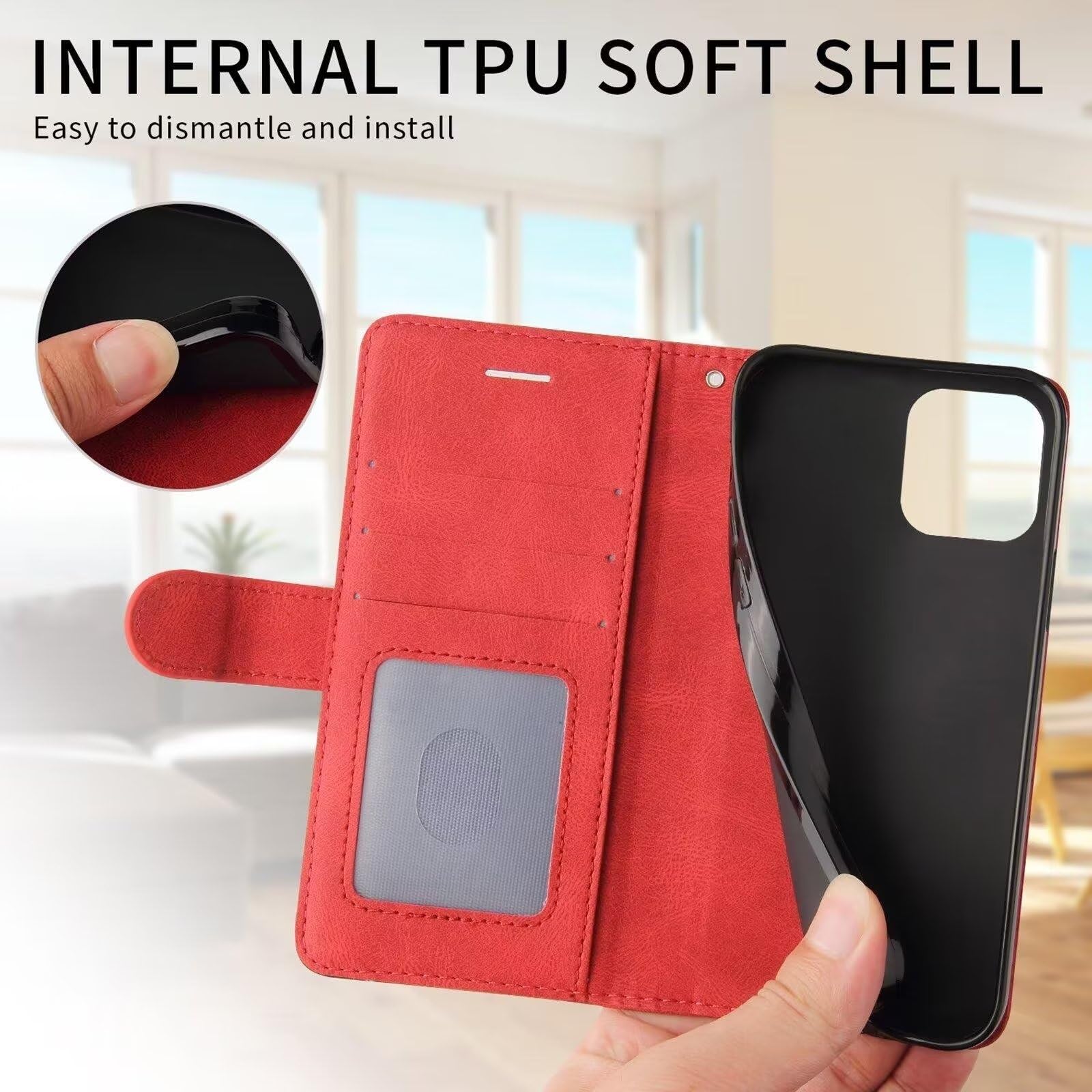 GoodcAcy Cover per Motorola Moto G9 Power,Premium Pelle PU Portafoglio con Supporto Flip Libro Libretto Custodia [Protezione Completa] [Slot per Scheda] [Supporto Stand] - Rosso