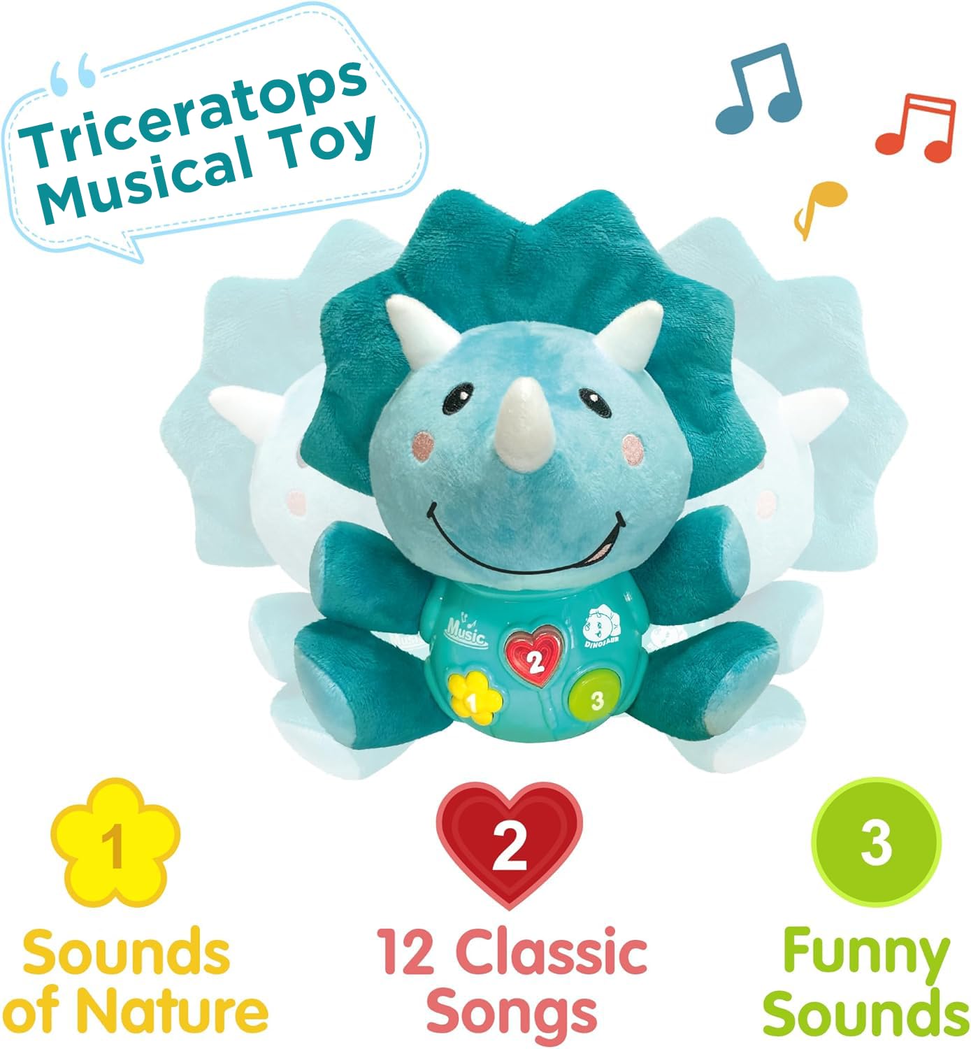 Juguetes musicales de dinosaurio para bebé, regalo para niños recién nacidos, animal de peluche de dinosaurio suave, tiempo musical ligero, regalo de primer cumpleaños para niñas de 0, 1 3