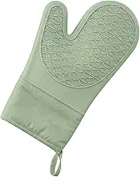 Luva de Silicone Térmica Resistência Suporta calor até 220°C Forro Interno Macio À Prova de Calor Antiderrapante e Impermeável Luva Para Forno e Fogão Premium Segurança e Conforto (Verde)