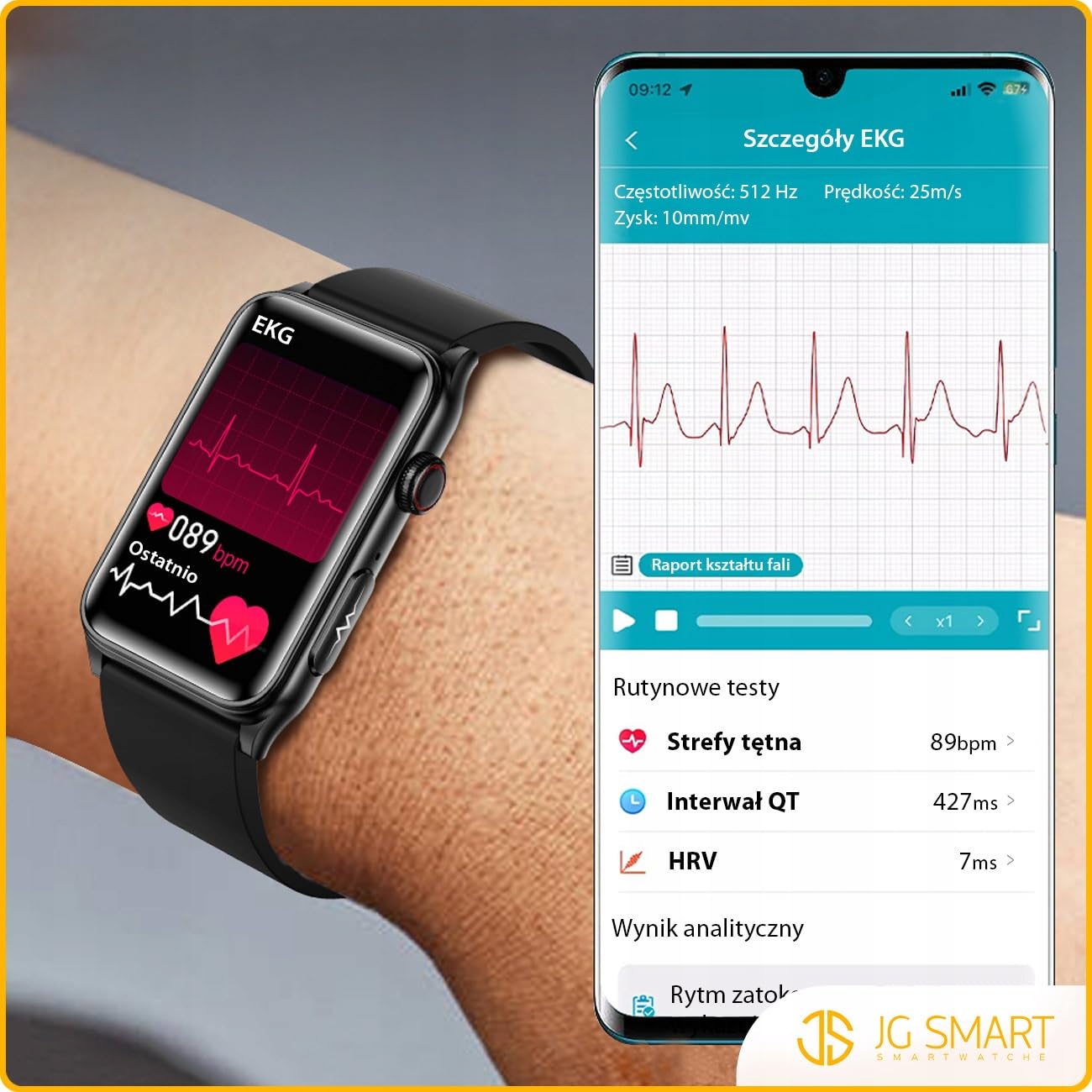 SMARTWATCH ZEGAREK EKG HRV GLUKOZA CIŚNIENIE TEMPERTATURA BMI PULS MENU PL